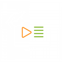Icon - Bildschirm mit Playbutton, drei Strichen und einem Absolventenhut