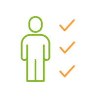 Icon - grüne Personen mit drei positiven Checkboxen